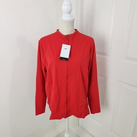 Nike Jacket Womens 1X Red Yoga Luxe Fitted Dry Fit Studio Practice Full Zip New - Picture 16 of 16